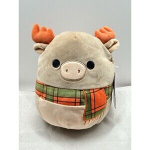 Squishmallows Patterson Moose 8” Harvest Squad In Plaid Scarf New With Tag